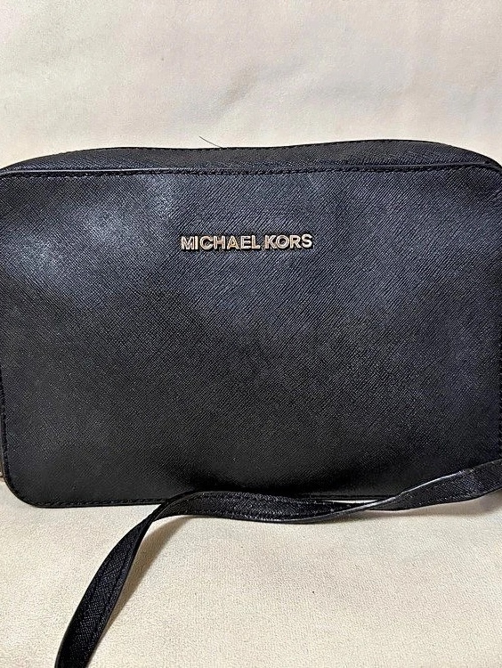 Michael Kors Jet Set Large Saffiano Leather Crossbody Bag Black